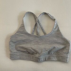 Lululemon Energy Bra, White/gray stripe, Size 6